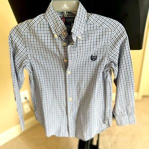 Boys size 10 button down shirt. Blue and white plaid.